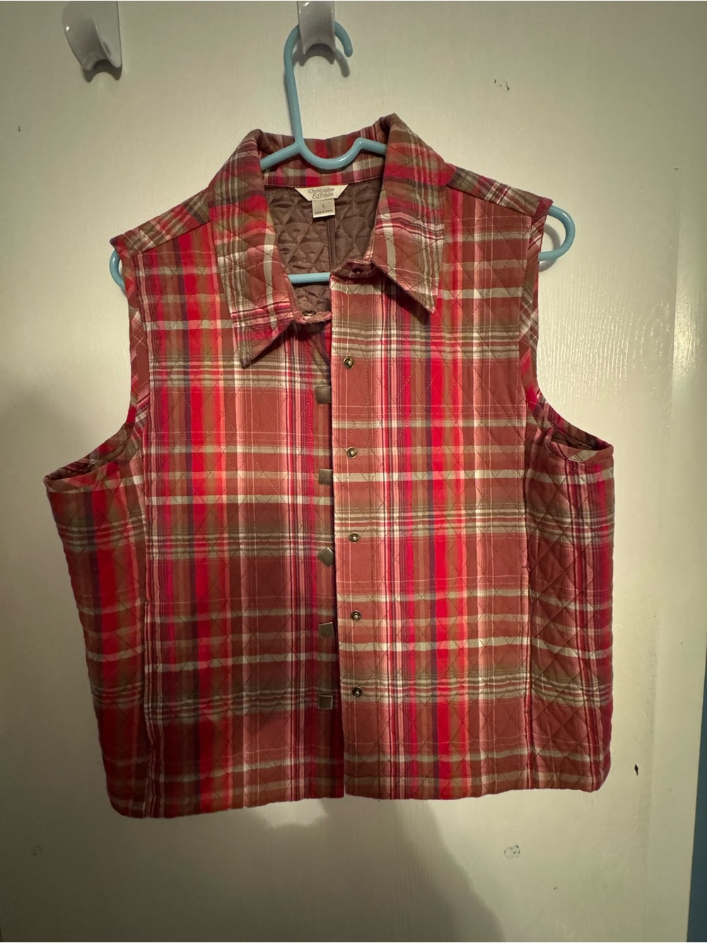 Christopher Banks Quilted Plaid Vest - size L